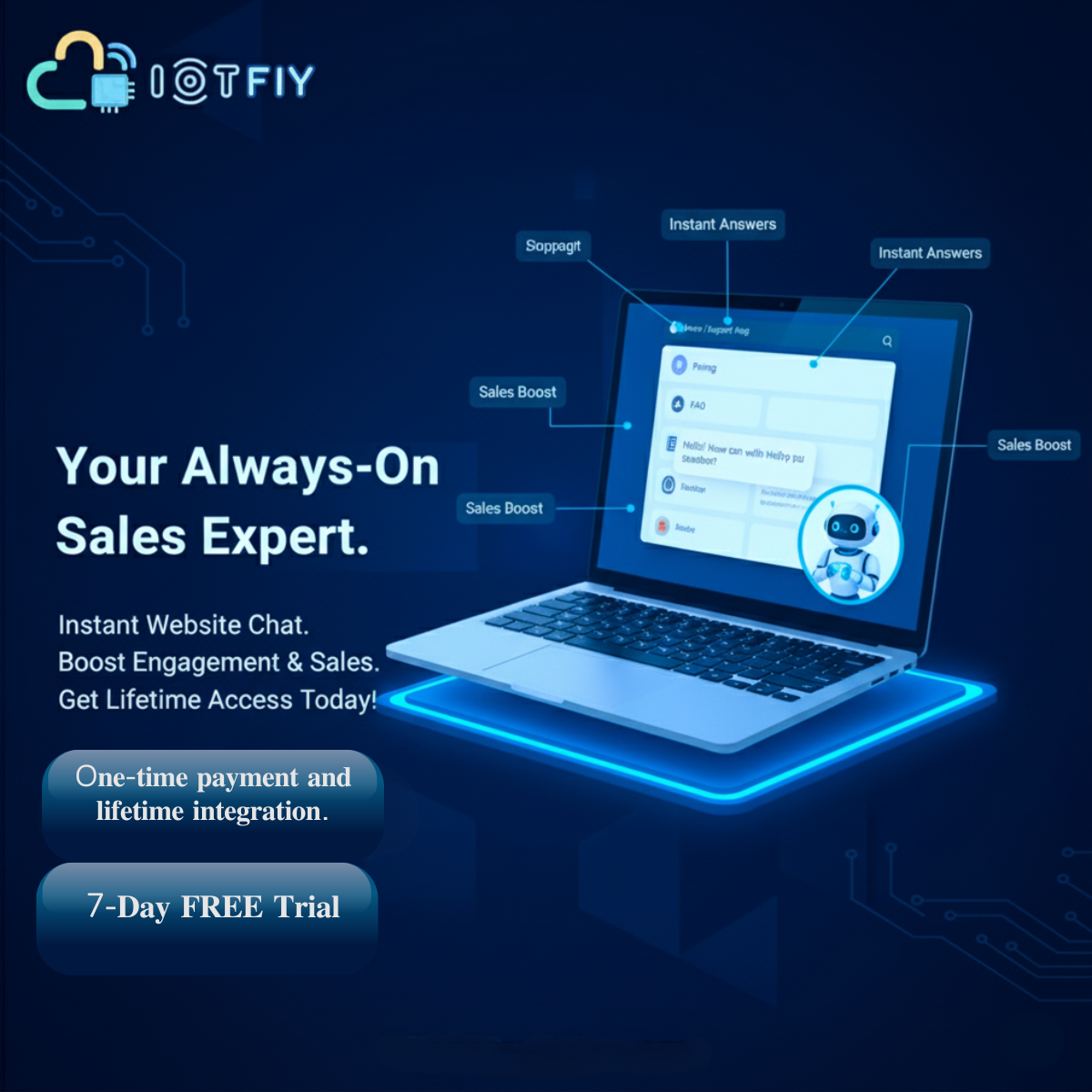 IOTFIY always-on sales expert chatbot on your website