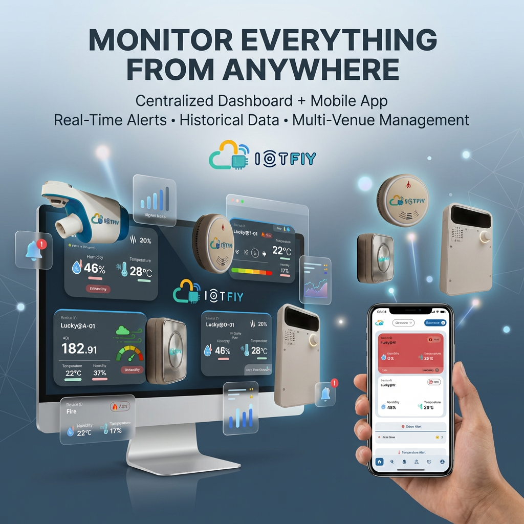 Monitor everything from anywhere — desktop and mobile IoT dashboards