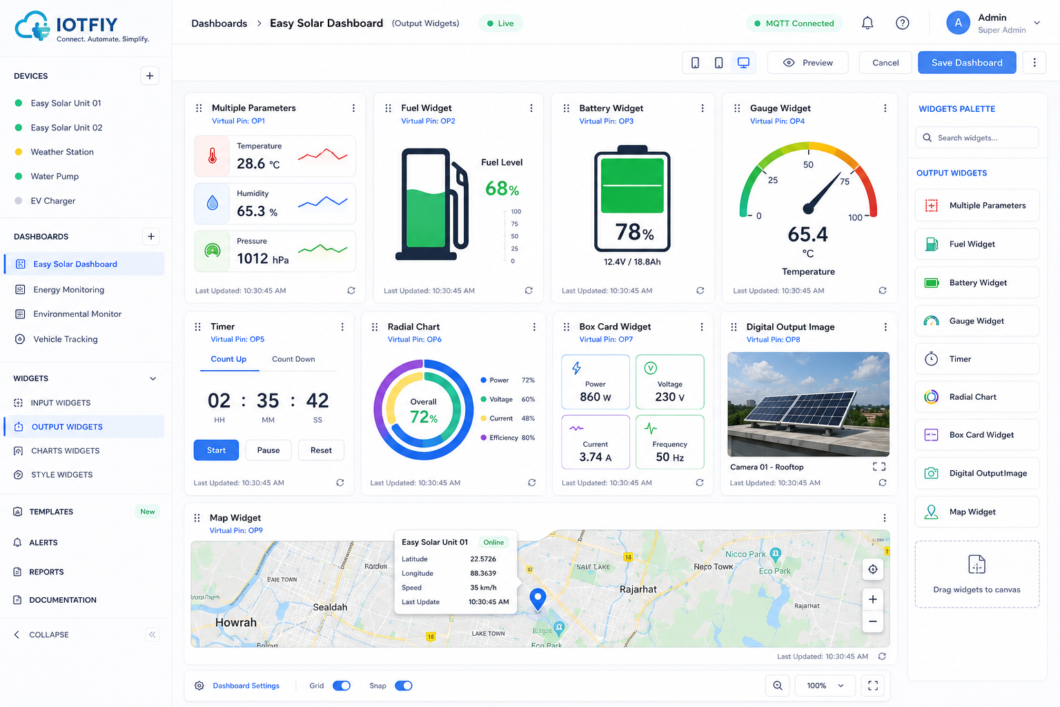 IoTFIY style and timer widgets