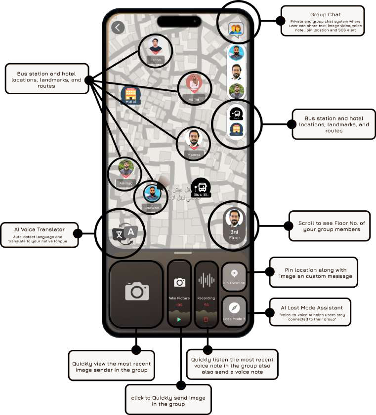 Mushaba offline map with group pins